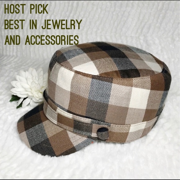 Other - Unisex Buffalo Plaid Cadet Hat Brown Cream NWOT
